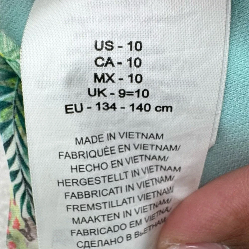 H&M Bikini Top Kids Size 10 Multicolor Tropical Floral Twist Front Swimwear